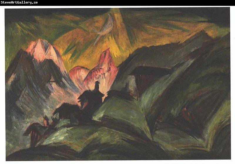 Ernst Ludwig Kirchner Stafelalp at moon light